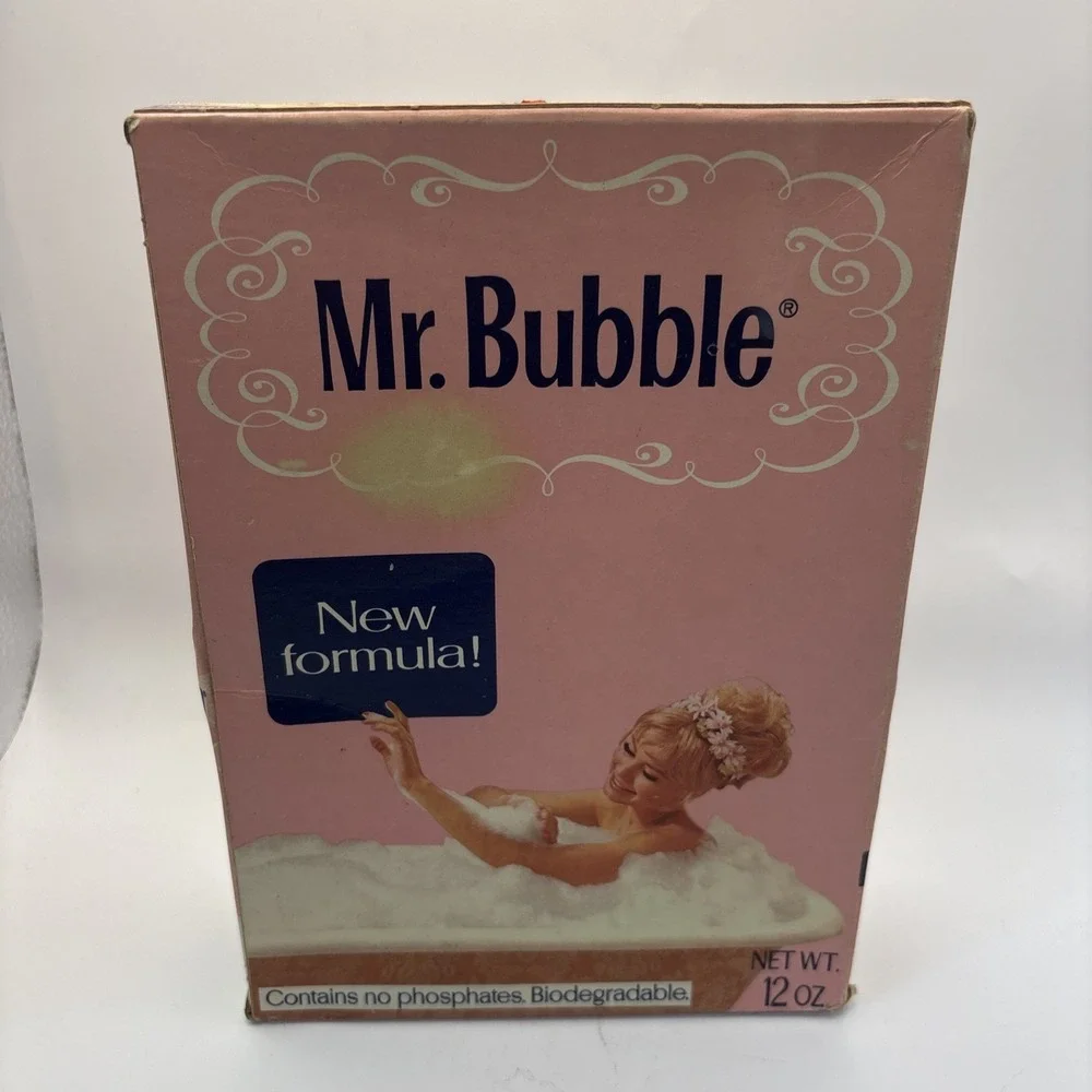 RARE Vtg 1972 MR. BUBBLE Pink Box New Formula Gold Seal Co Retro Prop NOS - Picture 2 of 7